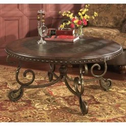 Brand new 🤩 Round Coffee Tables Signature Design By Ashley Rafferty Brown Round Cocktail Table 🎁