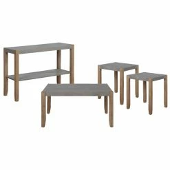 Deals 💯 Rectangle Coffee Table Sets Alaterre Furniture Newport 4-Piece Faux Concrete And Wood Living Room Set 🔥