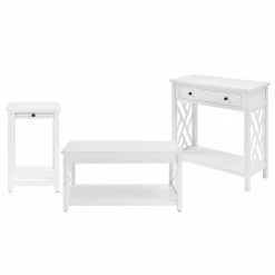 Top 10 🥰 Rectangle Coffee Table Sets Alaterre Furniture Coventry Coffee Table, End Table With Tray And Console Table With Drawer - White ✔️