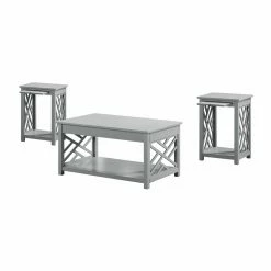 Buy 🔥 Rectangle Coffee Table Sets Alaterre Furniture Coventry Coffee Table And Two End Tables With Trays - Gray ⌛