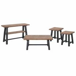 Budget ❤️ Rectangle Coffee Table Sets Alaterre Furniture Adam 4-Piece Solid Wood Living Room Table Set With 42 In. Coffee Table ❤️