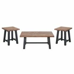 Outlet 🎁 Rectangle Coffee Table Sets Alaterre Furniture Adam 3-Piece Solid Wood Living Room Table Set With 48 In. Coffee Table ✔️