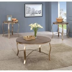 Top 10 🎁 Round Coffee Table Sets Benzara Wicklow 3 Piece Round Occasional Table Set 🔔
