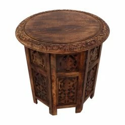 Wholesale 🌟 Round Coffee Tables Benzara Wooden Hand Carved Folding Accent Coffee Table ❤️