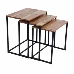 Best Sale ๐ Rectangle Coffee Tables Benzara Wooden Nesting Coffee End Tables - Set Of 3 ๐