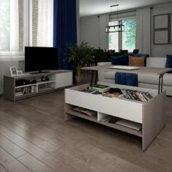 Promo ๐ Rectangle Coffee Tables Bestar Small Space 2 Piece Lift-Top Storage Coffee Table And TV Stand Set โญ