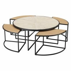 Coupon 🥰 Round Coffee Tables Burnham Home Designs Olivia Round Coffee Table With Stools ❤️