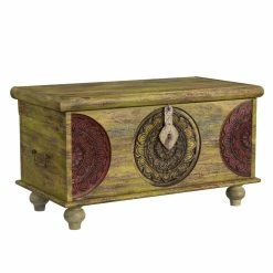 Outlet ✔️ Butler Specialty Rectangle Coffee Tables Butler Mesa Carved Wood Trunk Coffee Table - Artifacts 👍