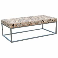 Best Pirce 😍 Rectangle Coffee Tables Chic Teak Teak Coffee Table With Stainless Base 😀