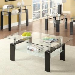 Coupon 🤩 Rectangle Coffee Tables Coaster Furniture Glass Top Coffee Table With Shelf - Chrome ❤️