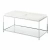 Best deal 🤩 Rectangle Coffee Tables Convenience Concepts Palm Beach Rectangle White Metal And Glass Coffee Table With Removable Trays 🎁 -Coffee Tables Sale Store masterCONV145