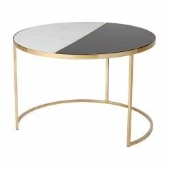 Cheap 🤩 Sprinkle & Bloom Round Coffee Tables Black And White Marble Coffee Table By Sprinkle & Bloom 💯