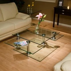 New 👍 Chintaly Rectangle Coffee Tables 3 Way Motion Glass Square Coffee Table 💯