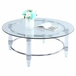 Best deal ⭐ Round Coffee Tables Chintaly 4038 Cocktail Table 🥰