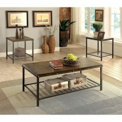 Discount 🛒 Rectangle Coffee Table Sets Furniture Of America Poe 3 Piece Coffee Table Set 😀