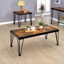 Outlet 💯 Rectangle Coffee Table Sets Furniture Of America Marx Barred Leg 2 Piece Coffee Table Set 😀