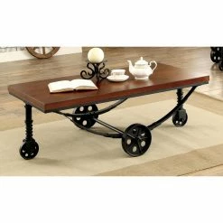 Wholesale 👍 Rectangle Coffee Tables Furniture Of America Mator Industrial Style Caster Wheel Coffee Table 😍