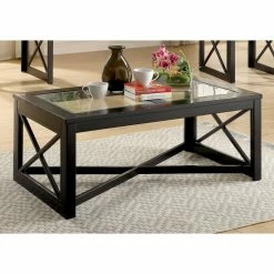 Best Sale ✔️ Rectangle Coffee Tables Furniture Of America Issa Contemporary Style Glass Top Coffee Table 💯