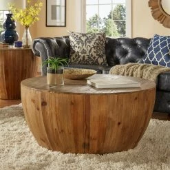 Wholesale ๐งจ Round Coffee Tables Weston Home Adeline Southwestern Barrel Coffee Table ๐