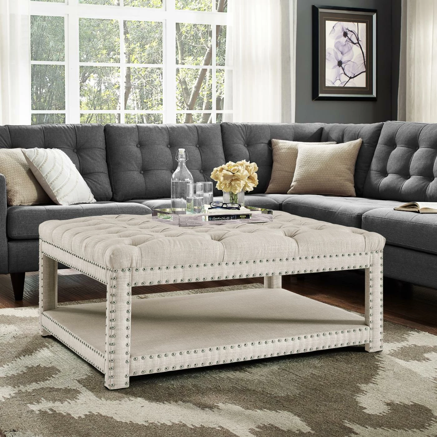 Promo ๐ Square Coffee Tables Right2Home Modern Nailhead Tufted Cocktail Ottoman ๐ 3 Promo ๐ Square Coffee Tables Right2Home Modern Nailhead Tufted Cocktail Ottoman ๐