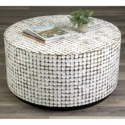 Outlet ✨ Round Coffee Tables East At Main Silvia Coconut Shell Coffee Table 🛒