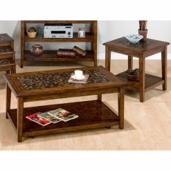 Buy 🥰 Jofran Sales Inc Other Shapes - Coffee Table Sets Jofran Baroque Brown Rectangular 3 Piece Coffee Table Set 🧨