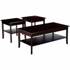 Cheap 🤩 K&B Furniture Rectangle Coffee Table Sets K & B Furniture T87 3 Piece Cocktail And End Table Set Merlot Finish 😍
