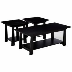 Deals 👏 K&B Furniture Square Coffee Table Sets K&B Furniture Black Wood 3 Piece Occasional Table Set 🤩