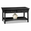 Deals 😀 Rectangle Coffee Tables Leick Home Mission Rectangle Slate Black Wood Coffee Table With Two Storage Drawers 😉 -Coffee Tables Sale Store masterLEI240