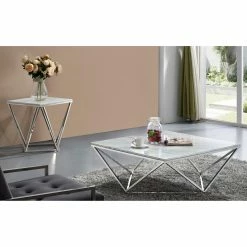 Best reviews of 💯 Other Shapes - Coffee Tables Meridian Furniture Inc Skyler Chrome Coffee Table ⌛
