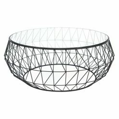Deals ❤️ Round Coffee Tables LeisureMod Malibu Modern Round Glass Top Coffee Table With Chrome Base ✔️