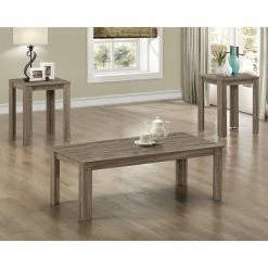 Discount ❤️ Square Coffee Table Sets Monarch Specialties 3 Piece Occasional Table Set - Dark Taupe 💯