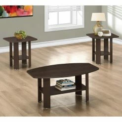 Budget 🔔 Square Coffee Table Sets Monarch Specialties 3 Piece Coffee Table Set With Shelf ⌛