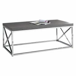 Brand new 🤩 Monarch Specialties Rectangle Coffee Tables Monarch Gray With Chrome Metal Coffee Table 🛒