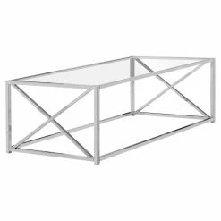 Best reviews of 🎁 Rectangle Coffee Tables Monarch Specialties Glass Top Coffee Table With Cross Legs 😀
