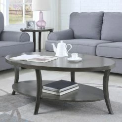 Cheap ⭐ Oval Coffee Tables Roundhill Furniture Perth Contemporary Oval Shelf Coffee Table ✔️