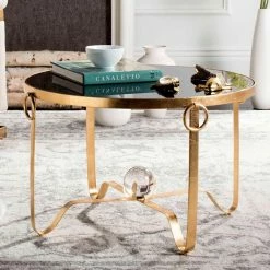 Brand new ❤️ Round Coffee Tables Safavieh Elisha Gold Leaf Round Coffee Table ⭐