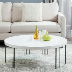 Best deal ⭐ Round Coffee Tables Safavieh Keelin Mid Century Scandinavian Lacquer Coffee Table 😉