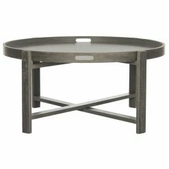 Deals 🥰 Round Coffee Tables Safavieh Cursten Retro Mid Century Wood Tray Top Coffee Table 🛒