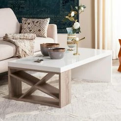 Outlet 🥰 Rectangle Coffee Tables Safavieh Carlton Modern Scandinavian Side Storage Lacquer Coffee Table 🎉