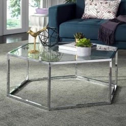 Promo ⌛ Other Shapes - Coffee Tables Safavieh Eliana Glass Coffee Table ❤️