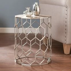 Buy 🥰 Round Coffee Tables Southern Enterprises Clarissa Metal Accent Table ❤️