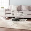 New 🥰 Square Coffee Tables Southern Enterprises Keller Square Metal / Glass Open Shelf Cocktail Table - White 🧨 -Coffee Tables Sale Store masterSEI2347