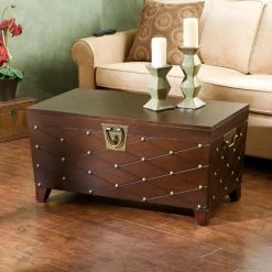 Promo ๐ Rectangle Coffee Tables Southern Enterprises Nailhead Coffee Table Trunk - Espresso โค๏ธ