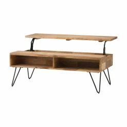 Budget 🔥 Rectangle Coffee Tables HN Home Paxton Mid-Century Modern Natural Mango Wood And Metal Lift Top Coffee Table 🌟