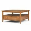 Outlet ✨ Brooklyn & Max Square Coffee Tables Brooklyn + Max Lexington Rustic Square Pine Wood Coffee Table 💯 -Coffee Tables Sale Store masterSIMP1112