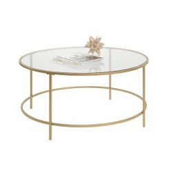 Best reviews of 🌟 Round Coffee Tables Sauder International Lux Round Glass Topped Coffee Table 🧨