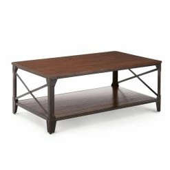 Promo 👍 Steve Silver Co. Rectangle Coffee Tables Steve Silver Winston Rectangle Distressed Tobacco Wood And Metal Coffee Table 🌟