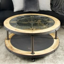 Flash Sale ๐ฅฐ Round Coffee Tables DecMode Wood And Iron Clock Coffee Table ๐