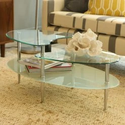 Promo 🔥 Oval Coffee Tables Walker Edison Oval Glass Coffee Table 😉